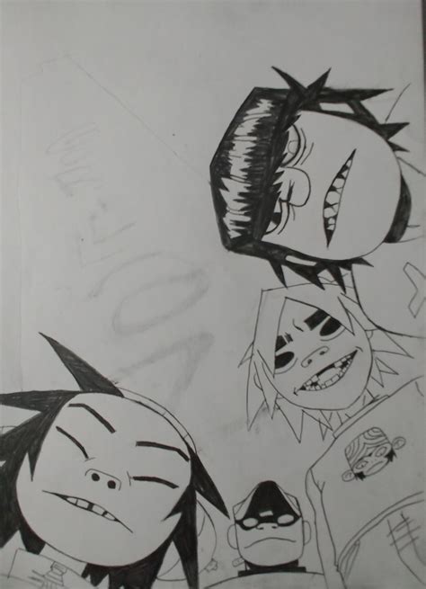 I re-drew one of the phase one art, I was gonna add the background but decided not to : r/gorillaz