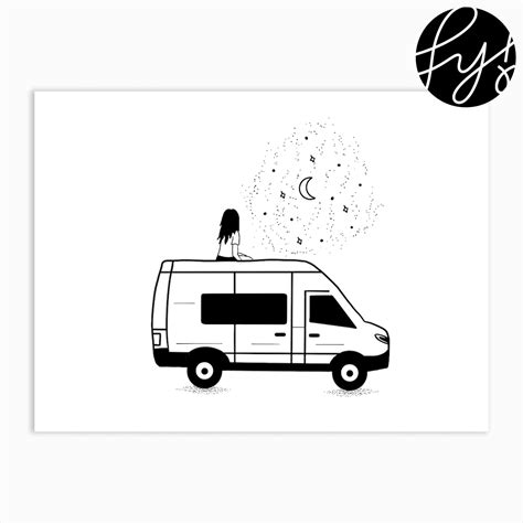 Star Gazer Van Life Art Print Life Art Van Drawing Art Prints