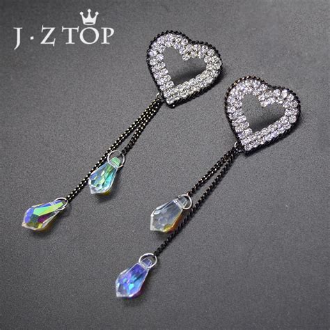 Jztop Lady Luxury Heart Crystal Drop Earrings Woman Lovely Water Drop