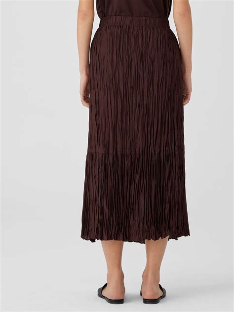 Crushed Silk Habutai Tiered Skirt Eileen Fisher