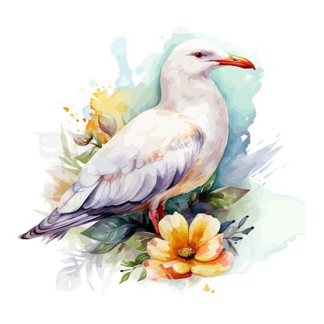 Premium Vector Cute Seagull Cartoon In Watercolor Style