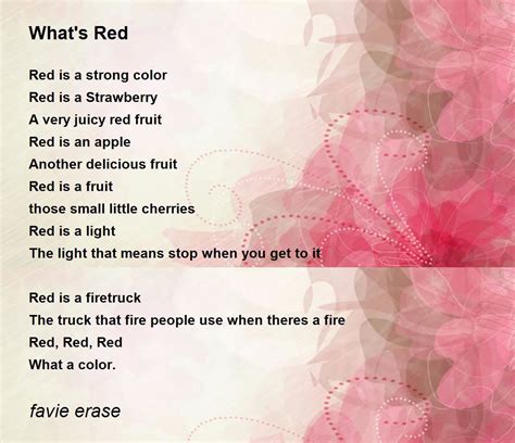 Whats Red Whats Red Poem By Favie Erase