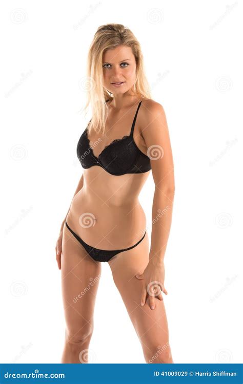 Black Lingerie Stock Image Image Of Female Blonde Lovely 41009029