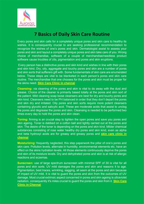 7 Basics Of Daily Skin Care Routine By Cosmetctreatmentinchennai Issuu