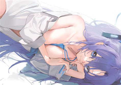 Bed Blue Archive Blue Eyes Breasts Close Dorontabi Halo Hayase Yuuka