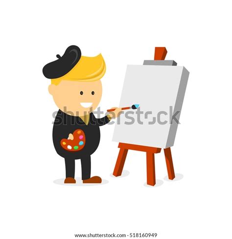 Artist Beret Painter Vector Cartoon Flat Stock Vector Royalty Free