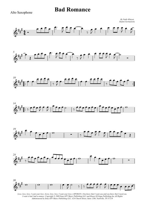 Bad Romance Arr Wesley S Silva Sheet Music Lady Gaga Alto Sax Solo