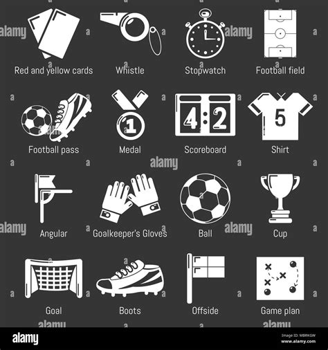 Soccer Football Icons Set Grey Vector Stock Vector Image And Art Alamy