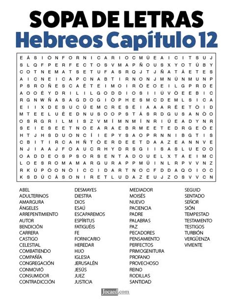 Sopa De Letras De La Biblia Gratis Hebreos Capítulo 12 En 2020 Sopa