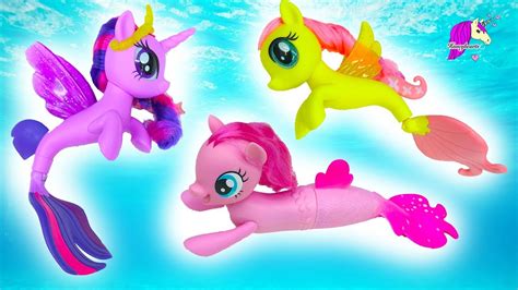 My Little Pony Mermaids Swim In Water With Barbie Mlp Seapony Movie