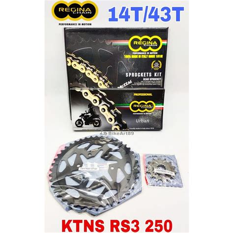 REGINA KTNS RS3 250 Sprocket Chain ITALY Kit Set Rantai Spoket Full Set