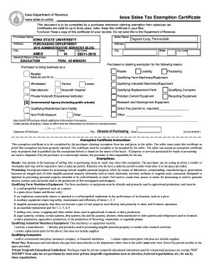 Iowa Sales Tax Exemption Certificate Fillable Fill Online Printable