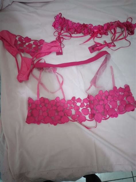 Pcs Cutout Sheer Mesh Frill Hem Heart Embroidery Lingerie Set