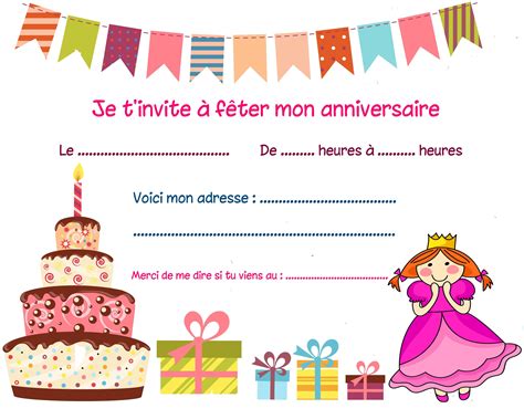 Invitation Anniversaire Fille Ans Princesse