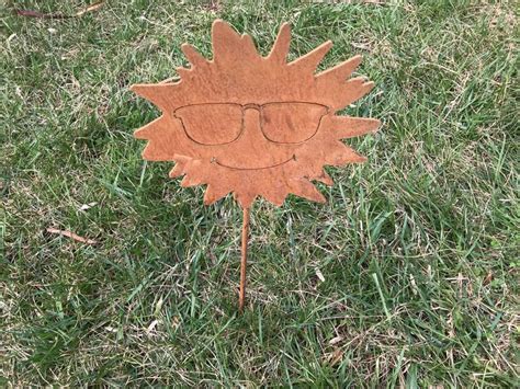 Smiling Sun Garden Stake / Sun Metal Garden Stake / Sun Yard - Etsy