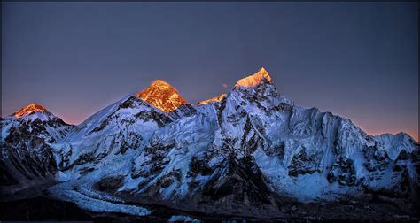 Mt Everest Panorama Sunset Over Mt Everest As Seen From