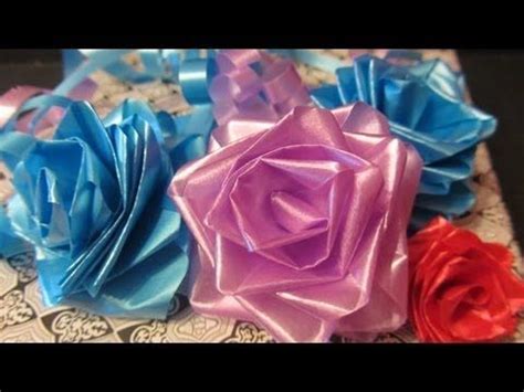 Tutorial Rosas de cinta lazos moños para regalo Handmade