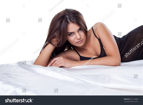 Seductive Slim Brunette Posing Bed Stock Photo 222116806 Shutterstock
