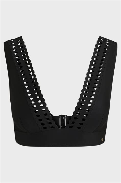 BOSS - Top per bikini con dettagli tagliati al laser - Nero