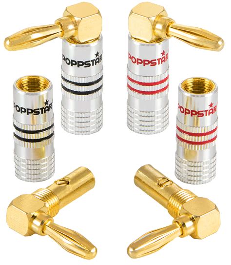 Poppstar 4x High End Bananenstecker gewinkelt Bananas für