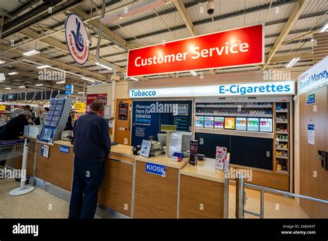 The customer service desk at Tesco Express in Longton, serving ...