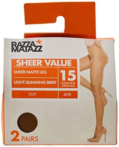 Razzamatazz Women's Pantyhose 15 Denier Comfort Brief Sheers (2 Pack), Tall
