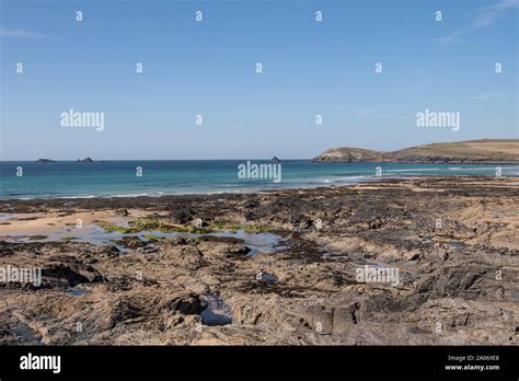 View To Trevose Head Across Constantine Beach North Cornwall England