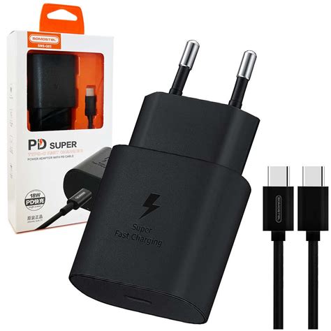 Ładowarka sieciowa Somostel szybka USB C PD 18W Kabel Typ C Czarny