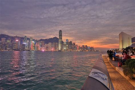 Victoria Harbour At Winter Sunset Hong Kong 21 Dec 2020 Editorial