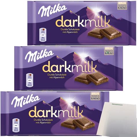 Milka Dark Milk Dunkle Alpenmilch Schokolade 3er Pack 3x85g Tafel