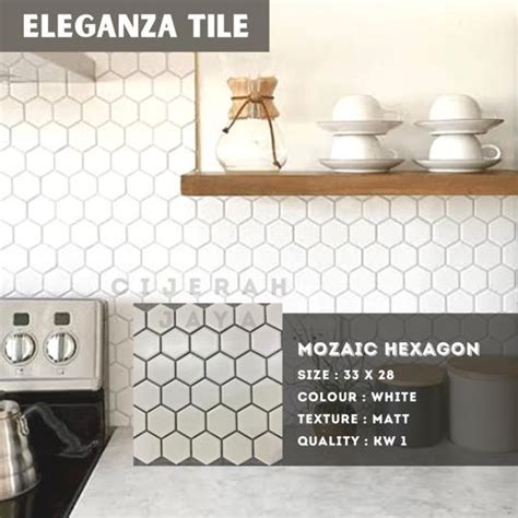 Jual Mozaic Hexagonal X White Matt Keramik Mozaik Per Lembar