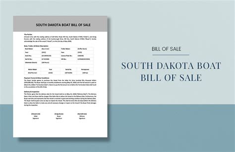 South Dakota Boat Bill Of Sale Template In Word Pdf Google Docs