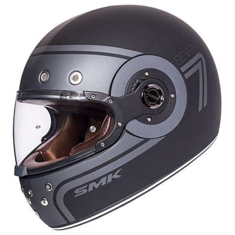 Capacete Smk Retro Custom Seven Preto Cinza Fosco Capacetes De Moto