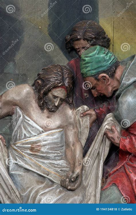 Jesus Is Laid In The Tomb And Covered In Incense Editorial Stock Photo