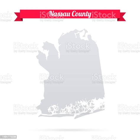 Nassau County New York Map On White Background With Red Banner Stock Illustration Download