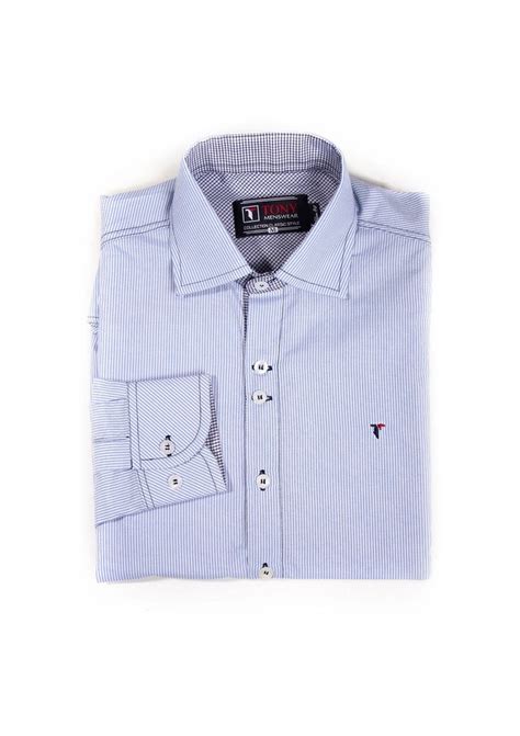 Camisa Social Masculina Slim Listrada Tony Menswear