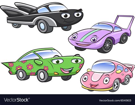 Cute cartoon car characters Royalty Free Vector Image