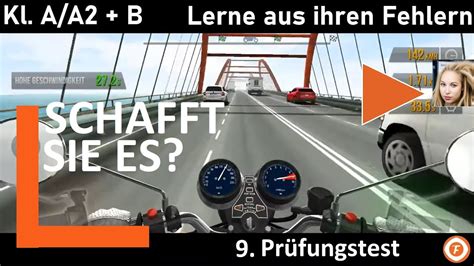 Gamerin macht den 9 Prüfungstest Auto u Motorrad Frey Fahren