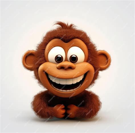 Premium AI Image | Cartoon Monkey mascot smiley face on white background