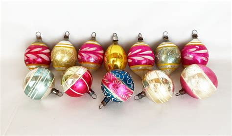 Vintage Glass Christmas Ornaments Poland Tear Drop And Round Glass