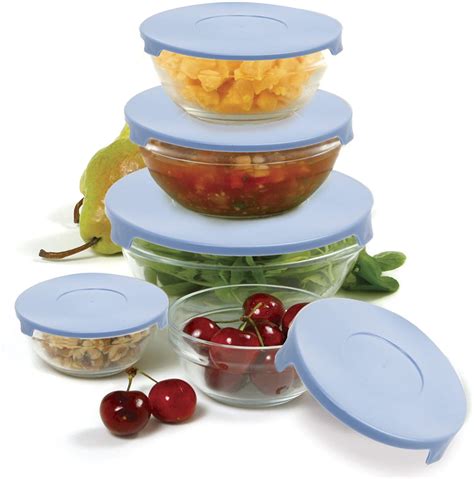 Norpro 10 Pieces Nesting Glass Mixing Storage Bowls With Lids