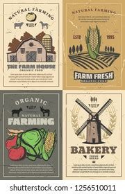 Vintage Farm Posters Farm Fresh Organic Stock Vector (Royalty Free ...