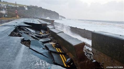 Storm Surge Brings Flooding Chaos Moving Up Wales Coast Bbc News