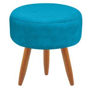 Puff Banqueta Decorativo Classic Redondo Suede Azul Turquesa Leroy Merlin