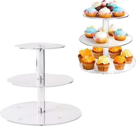 Amazon Display Top Tier Cupcake Stand Clear Acrylic Round Glass