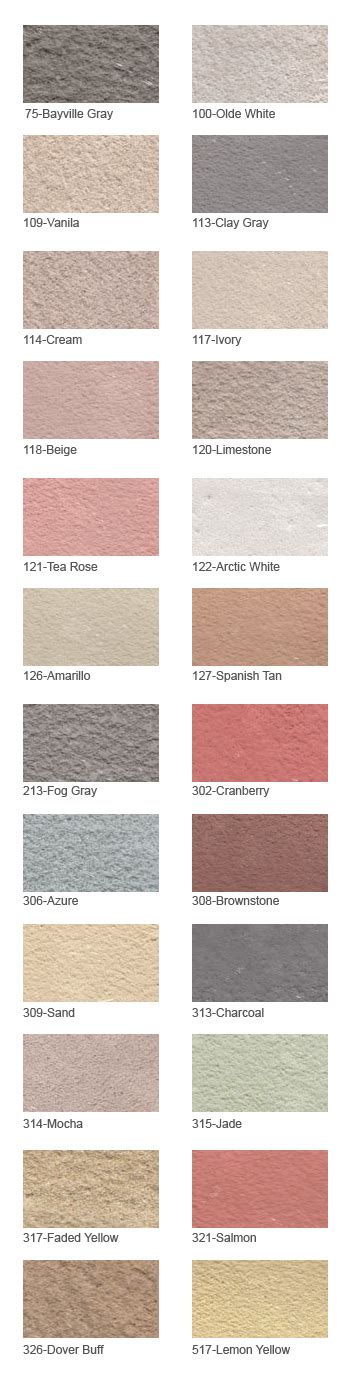 California Stucco Color Chart