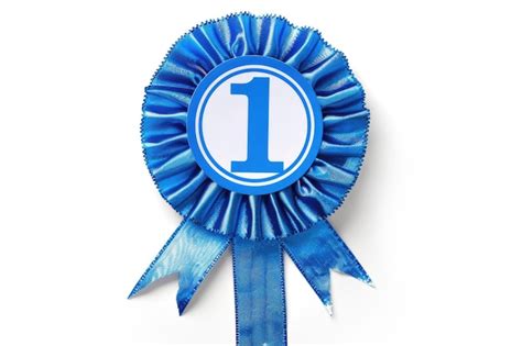 Premium Photo | Blue 1st Place Award Ribbon Isolated On White Background