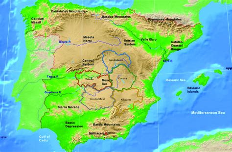 Mapa Geogr Fico F Sico De La Pen Nsula Ib Rica Donde Las Principales