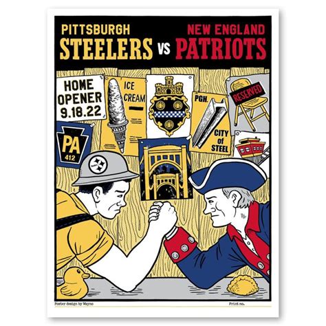 Pittsburgh Steelers vs. New England Patriots 9/18/22 Game Poster