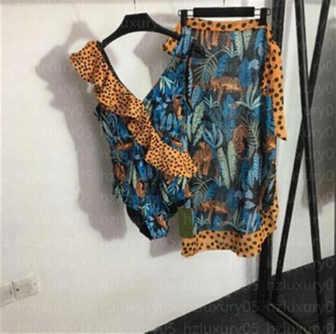 Leopard Print Ruffle Halter One Piece Swimsuit For Women Designer